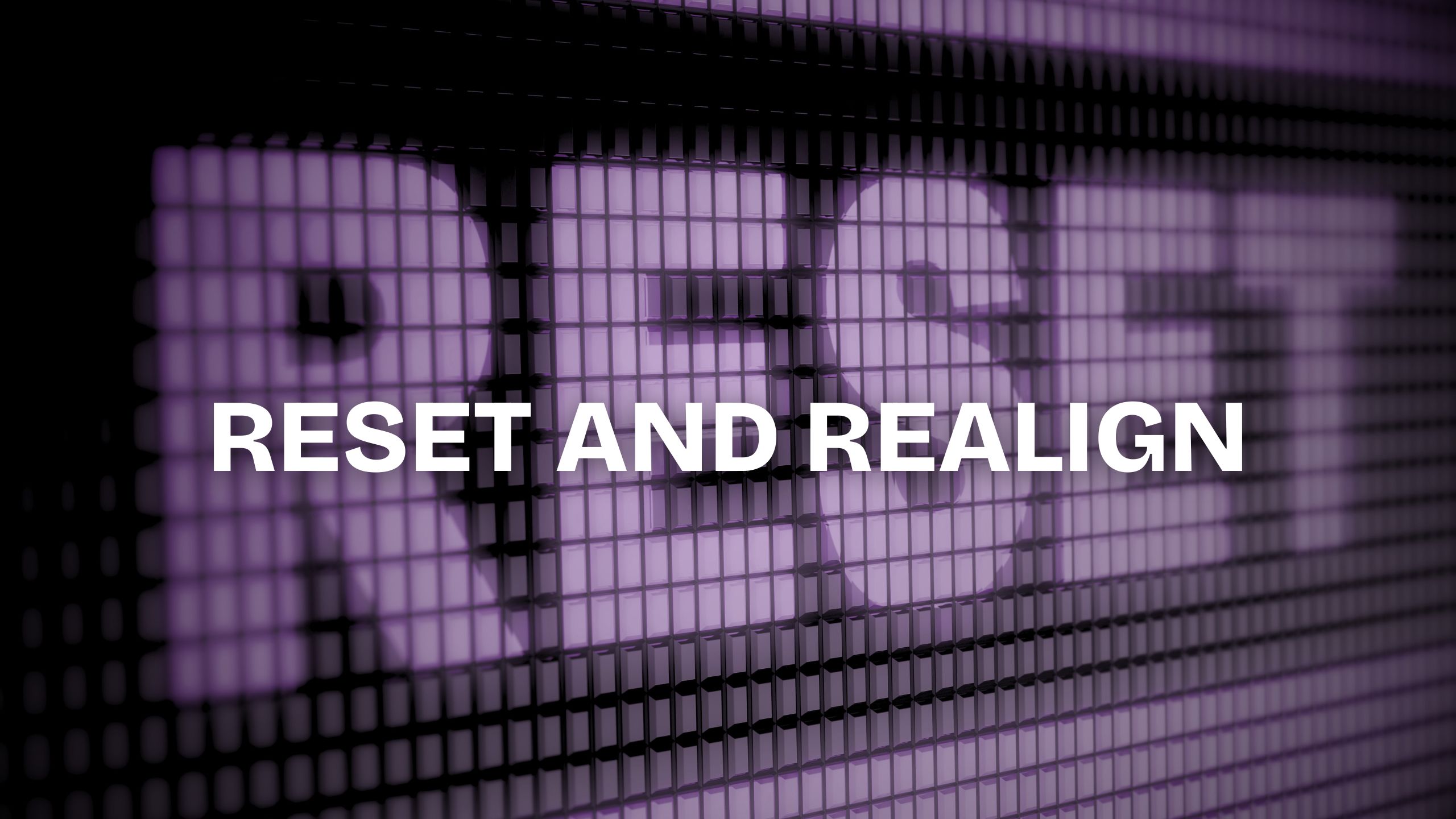 Reset and Realign Series Image - the word reset on a matrix signage board